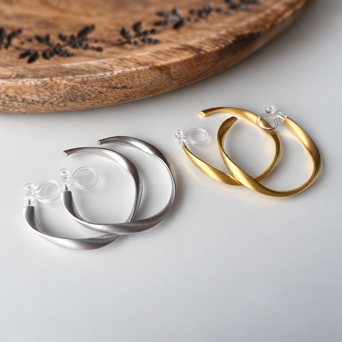 Créoles Torsadées Or Mat / Argent Mat