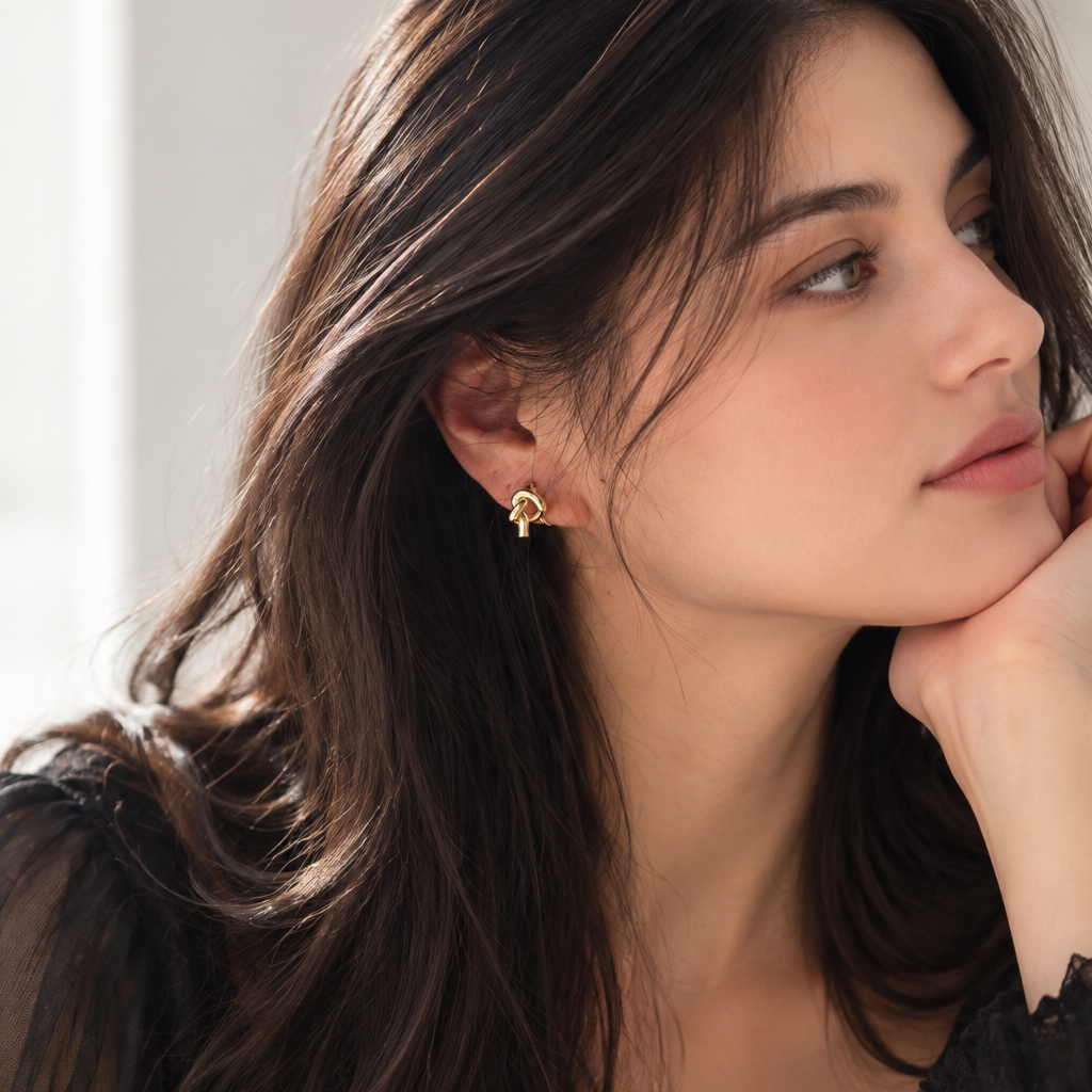 Nœud Or | Or Mat - Clips d'oreilles U