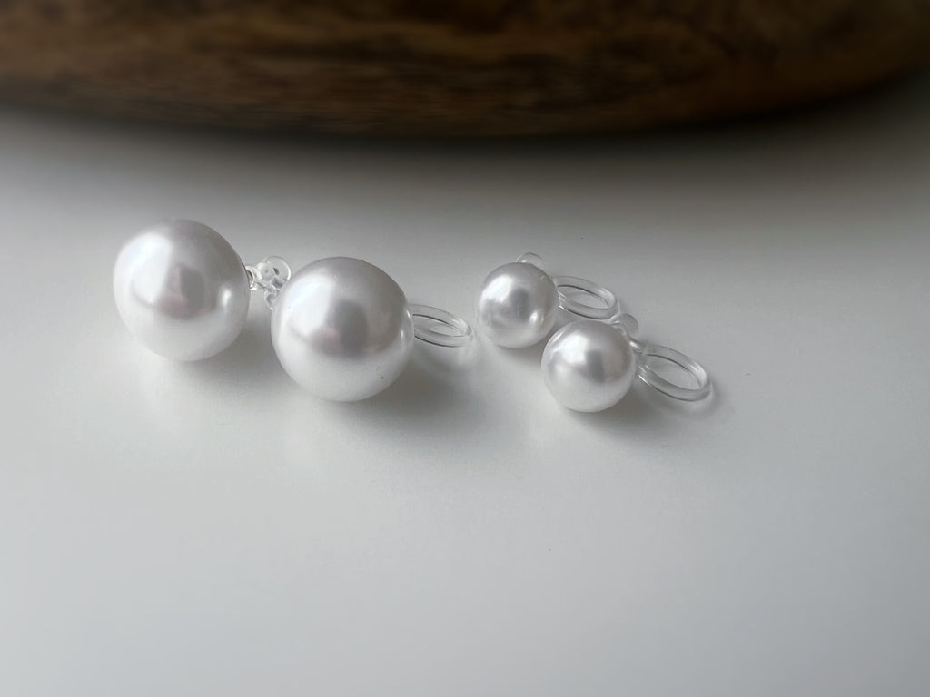 Clips d’oreilles Invisibles perle blanche