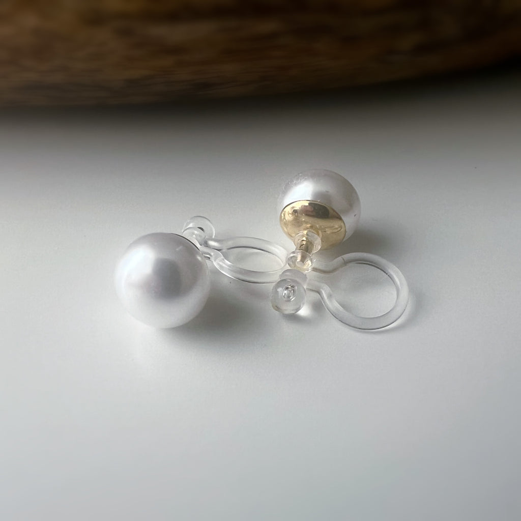Clips d’oreilles Invisibles perle blanche