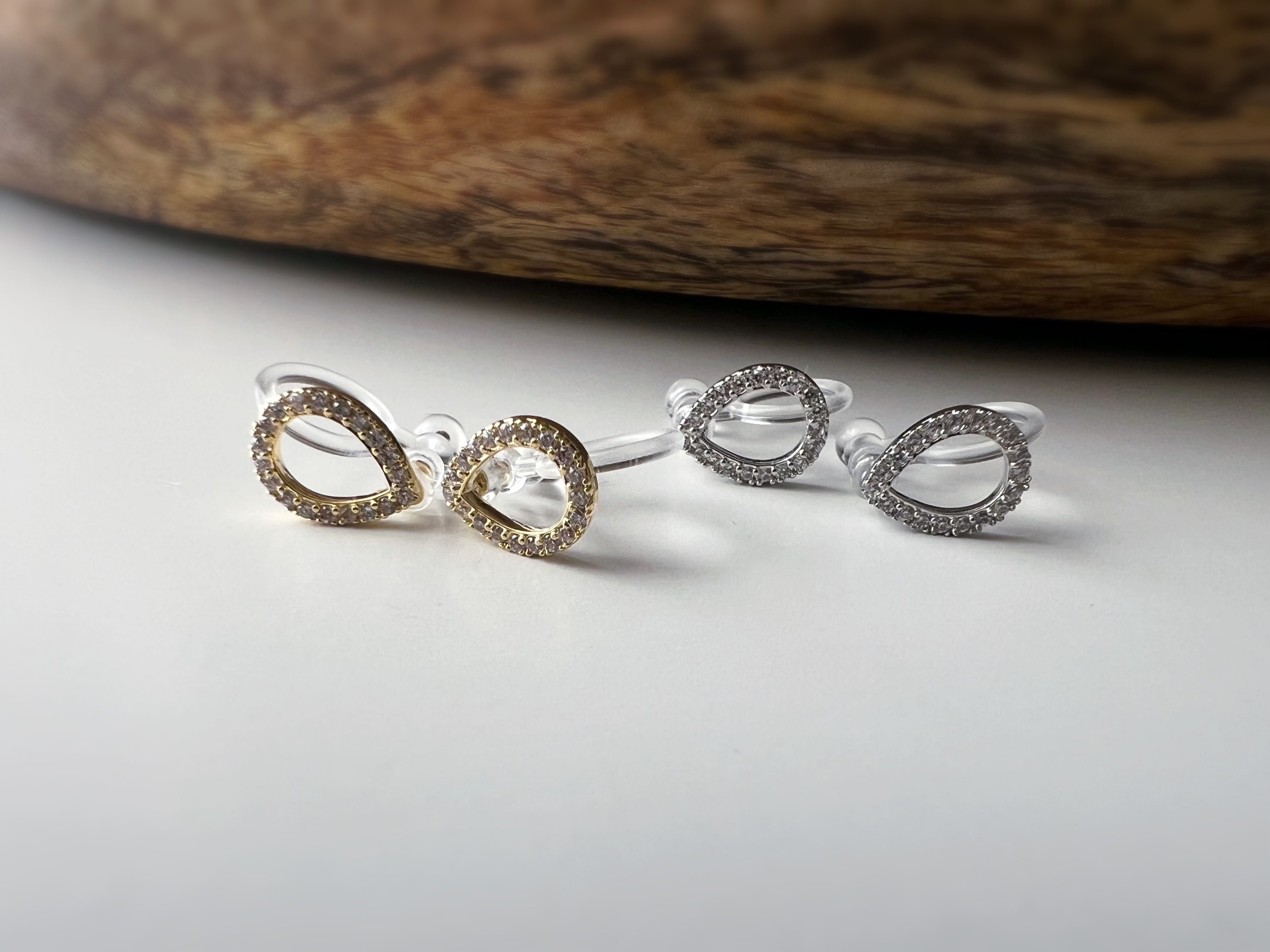 Mini Goutte d’Eau – Zircon Or / Argent