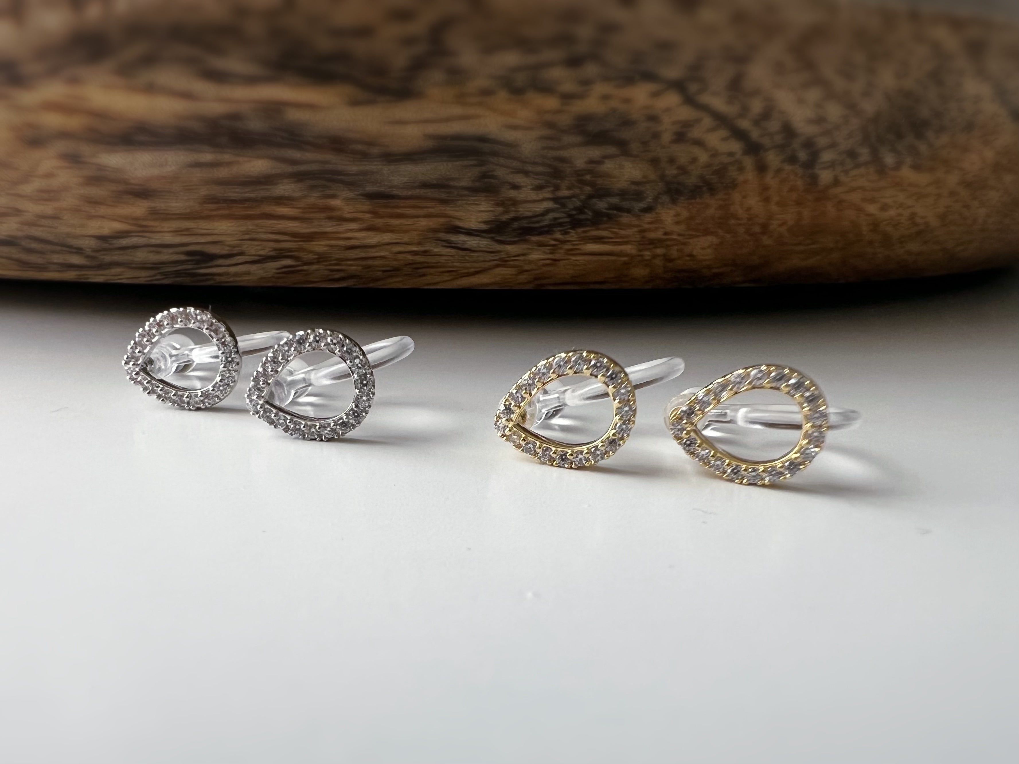 Mini Goutte d’Eau – Zircon Or / Argent