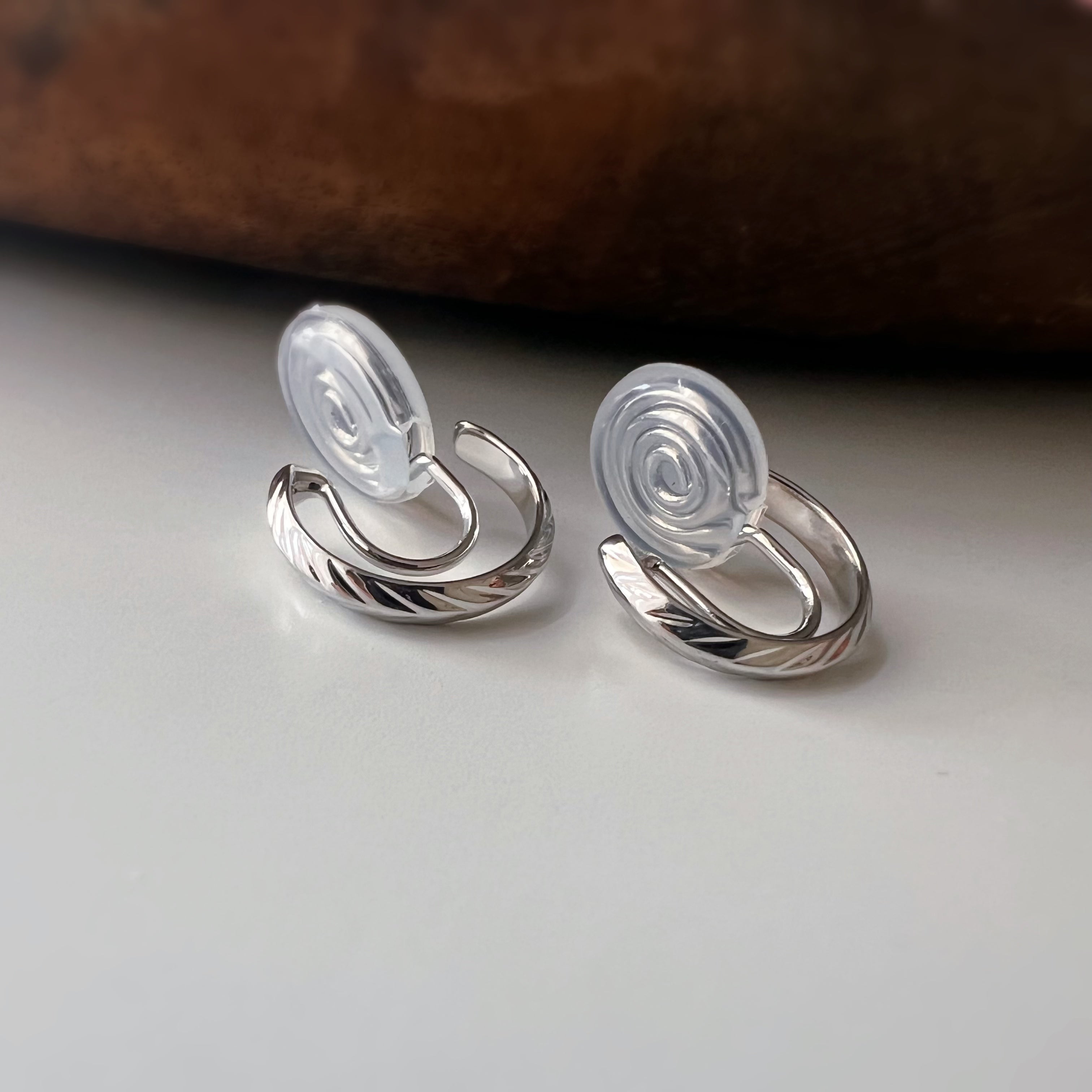 Clips U d’oreilles créoles à motif gravé sans perçage
