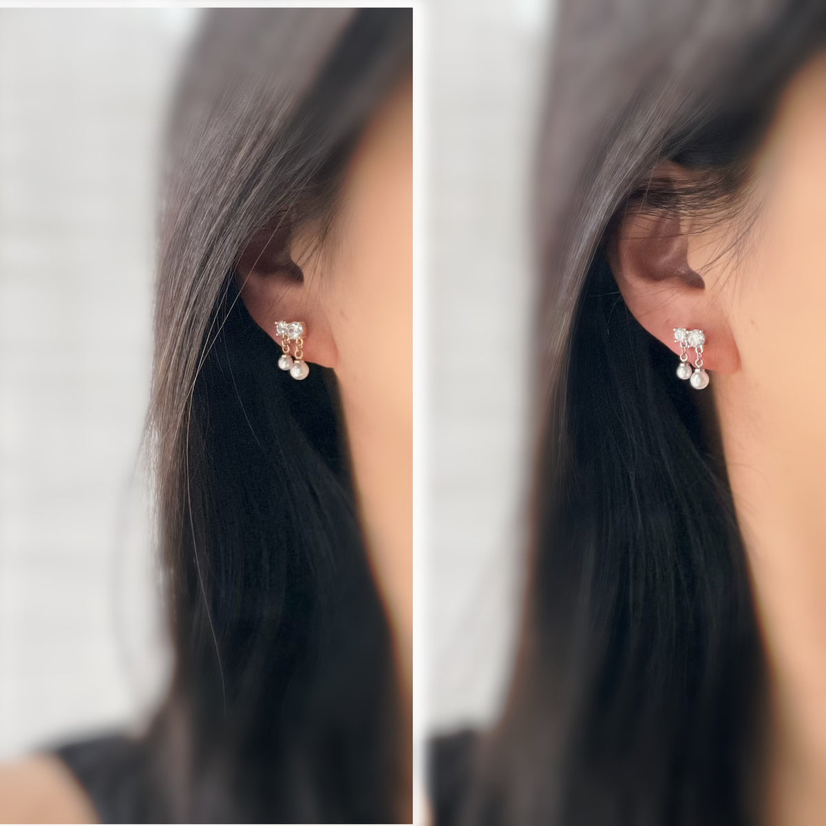 Clips d’oreilles zircons et perles