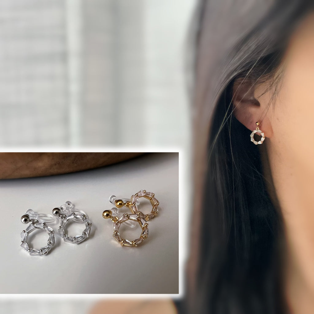 Clips d’oreilles cercle maillons couleur argent or
