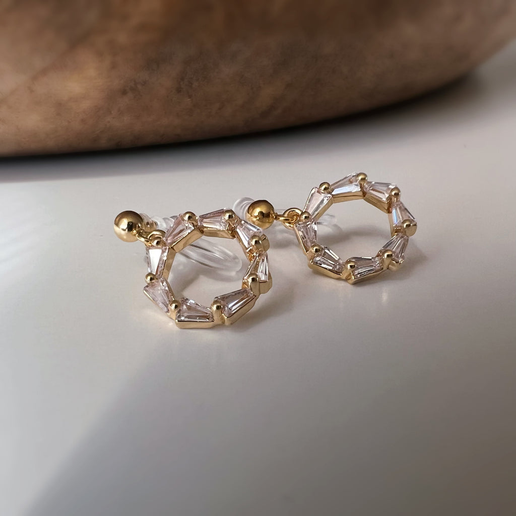 Clips d’oreilles cercle maillons couleur argent or
