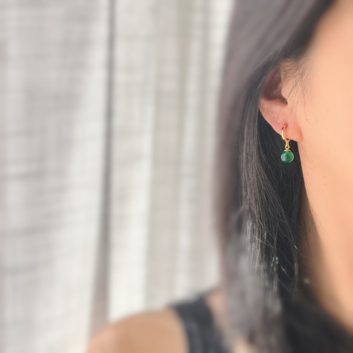 Clips d’oreilles U sans perçage avec perle en agate verte