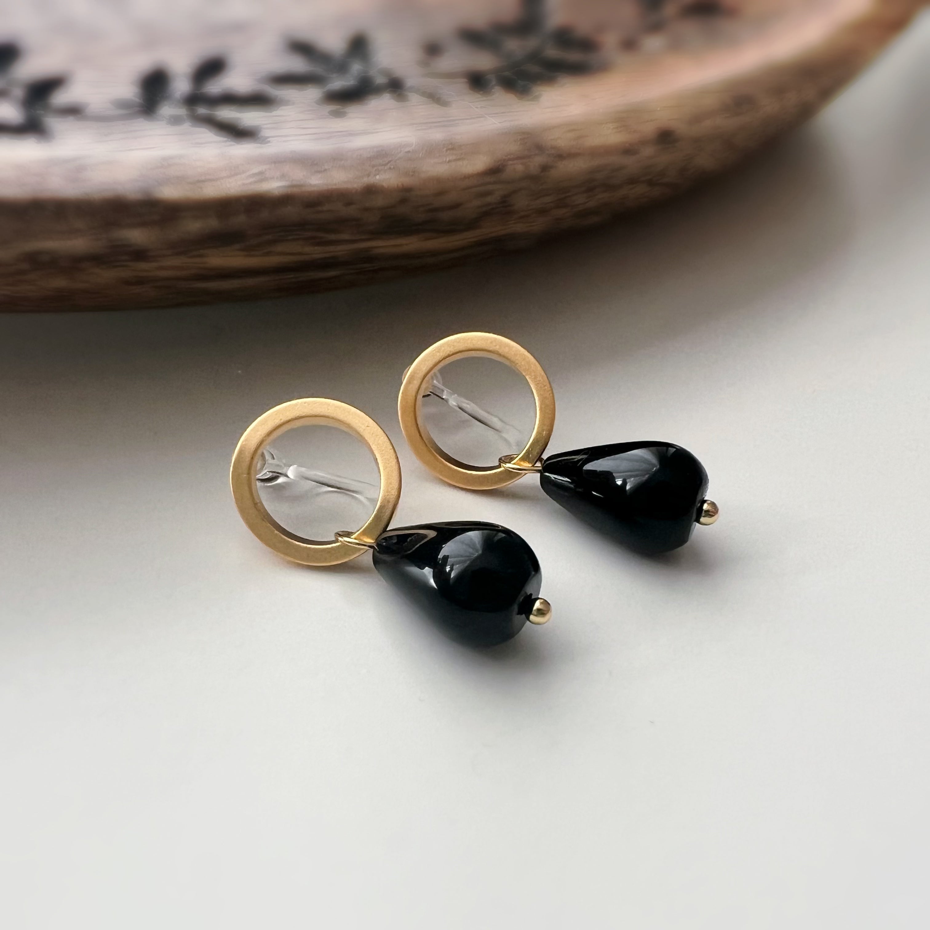 Clips invisibles cercle sans perçage – goutte en agate noire