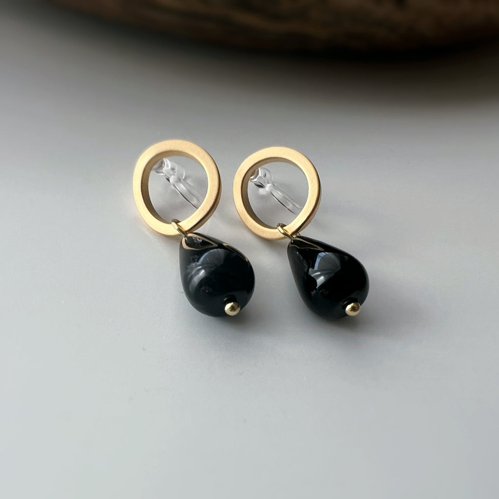Clips invisibles cercle sans perçage – goutte en agate noire