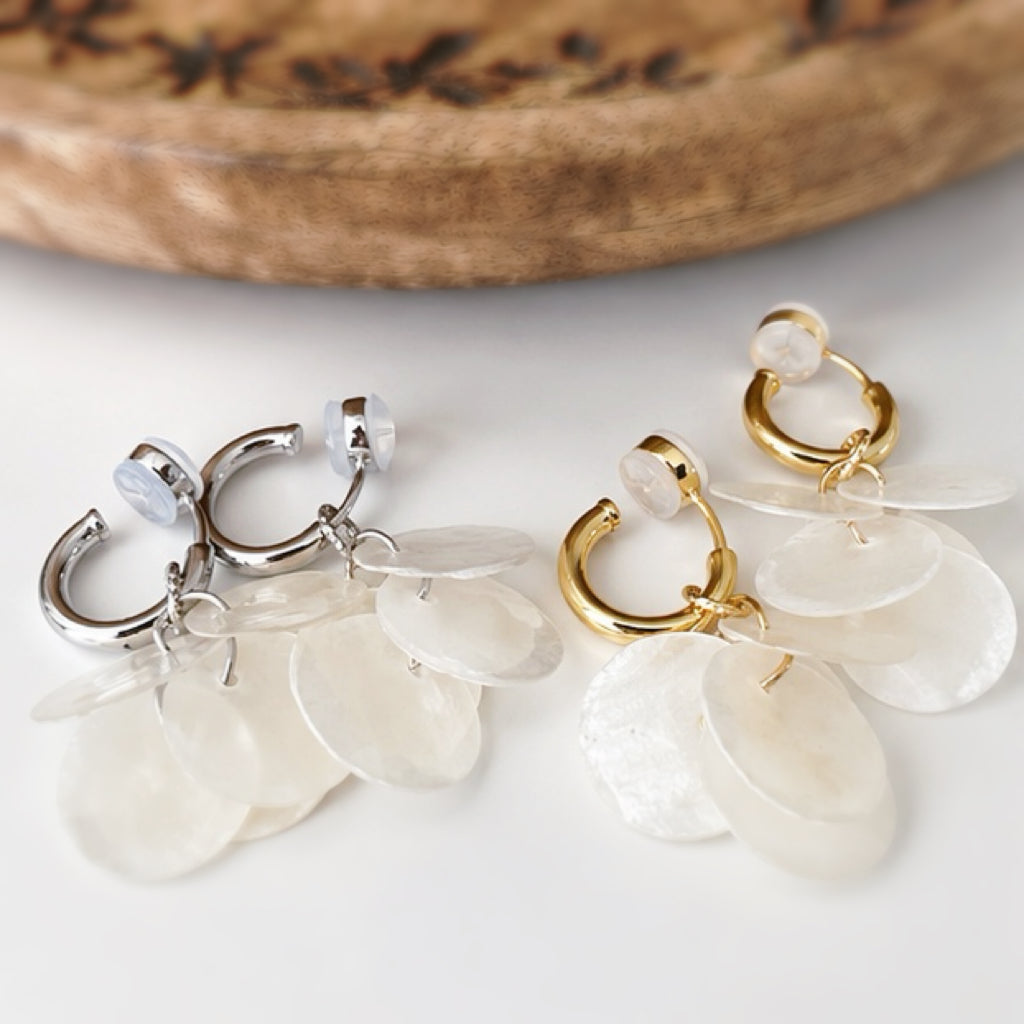 Clips U 2-en-1 nacre blanche – Pendentif amovible
