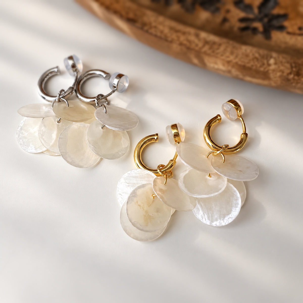Clips U 2-en-1 nacre blanche – Pendentif amovible