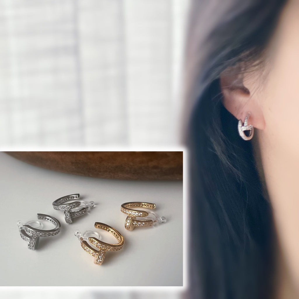 Clips d’oreilles créoles ouvertes couleur argent /Or