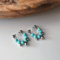 Clips d’oreilles sans perçage turquoise couleur argent