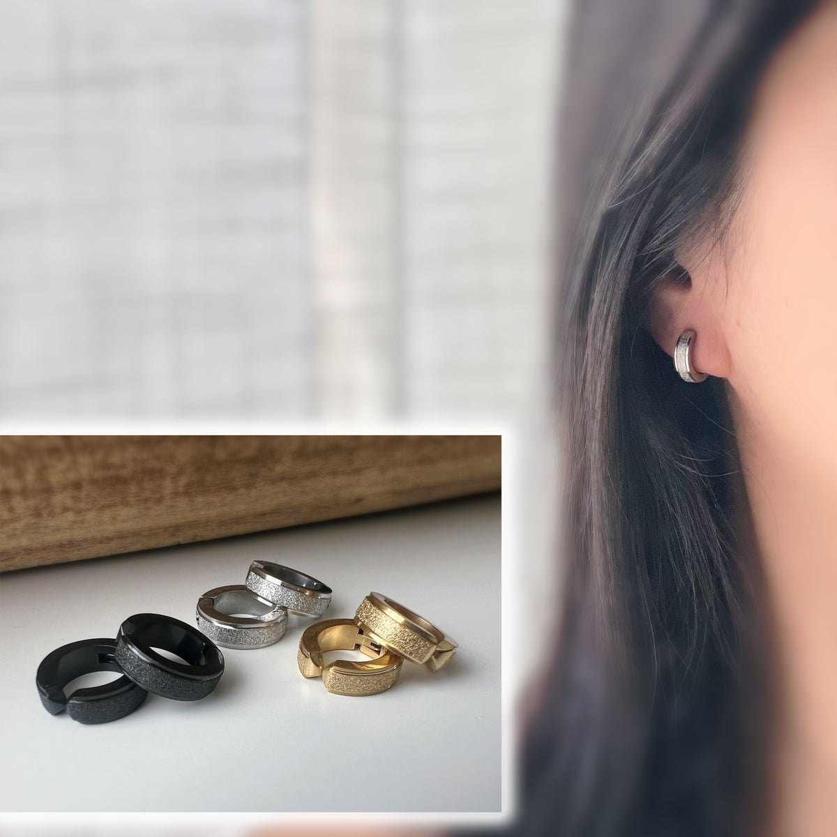 Boucles d’oreilles CLIPS Unisex Texturées effet Mat