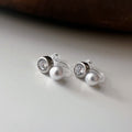 Mini Clips d’oreilles perle strass nacre blanche