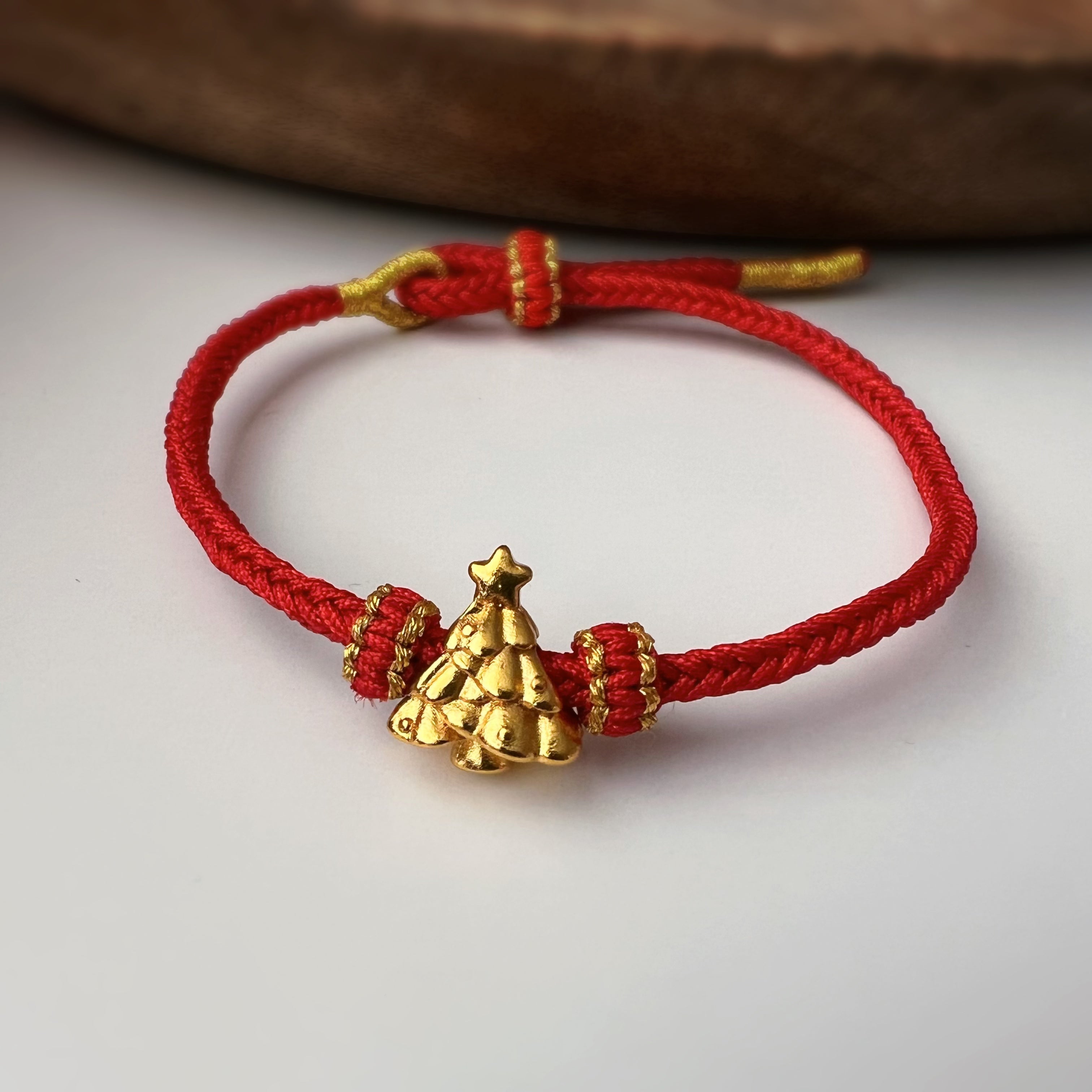 Bracelet de Noël tressé avec sapin doré – 4 couleurs