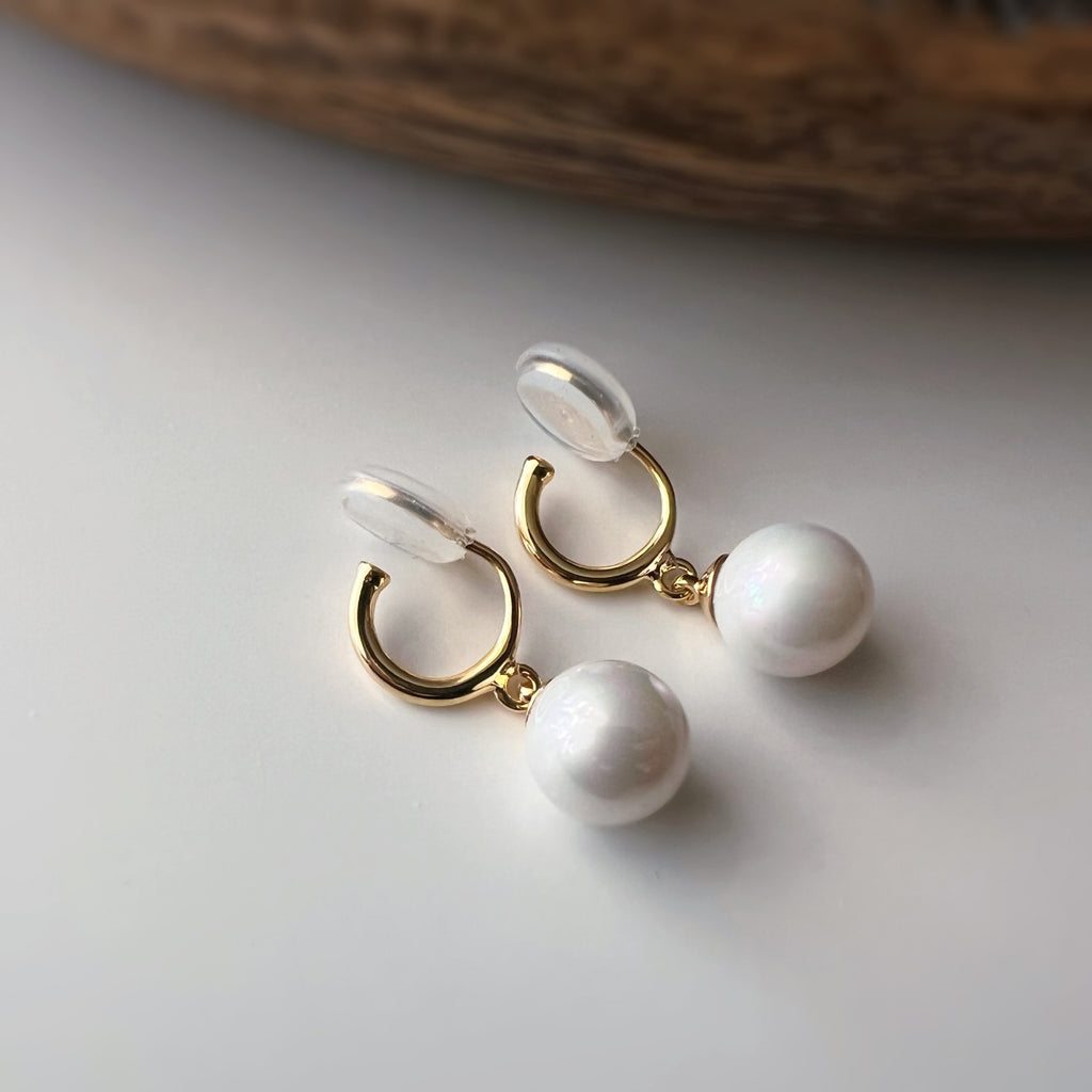 Clips d’oreilles perle blanche nacrée