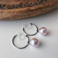 Clips d’oreilles créoles perle rose nacrée