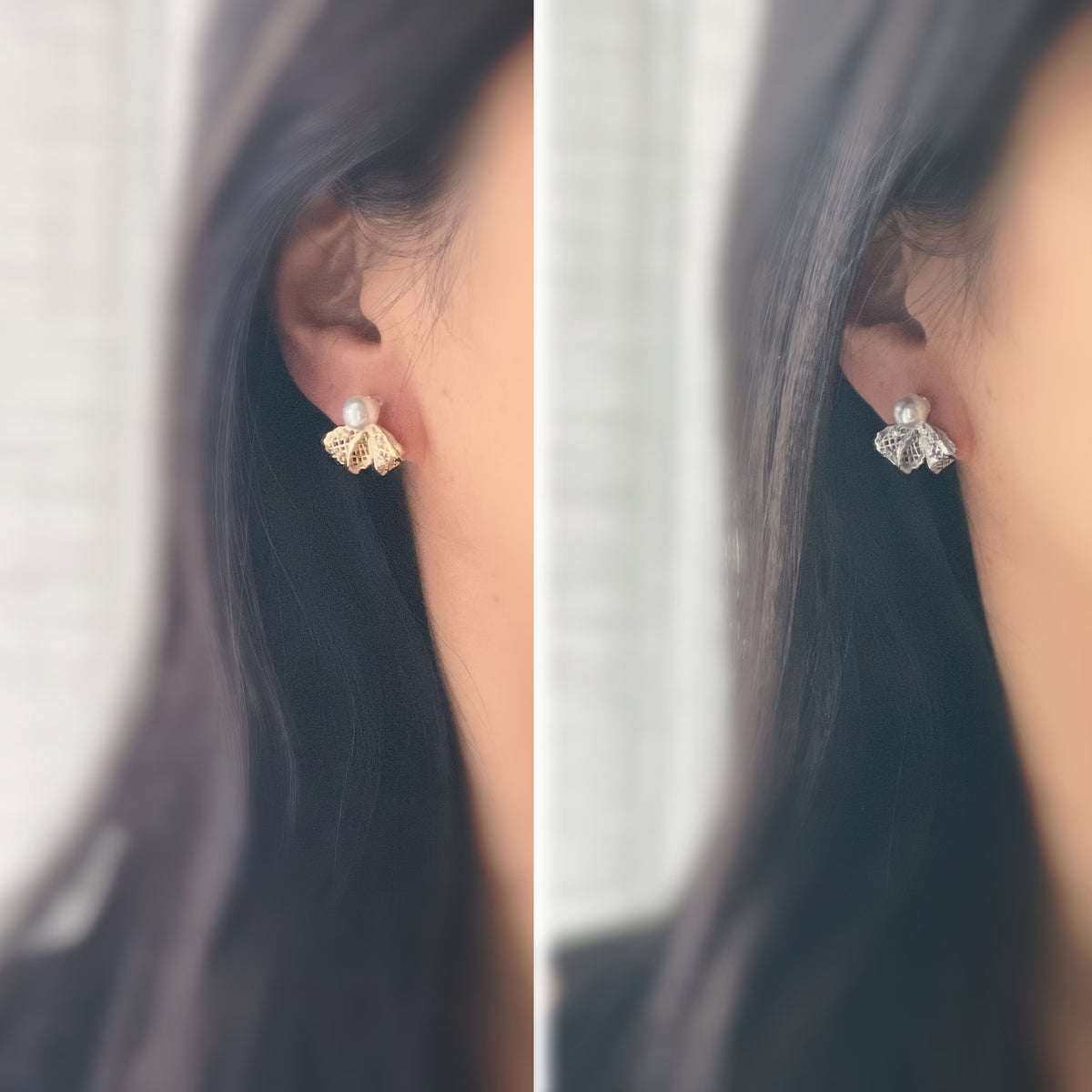 Clips d’oreilles ruban perle blanche