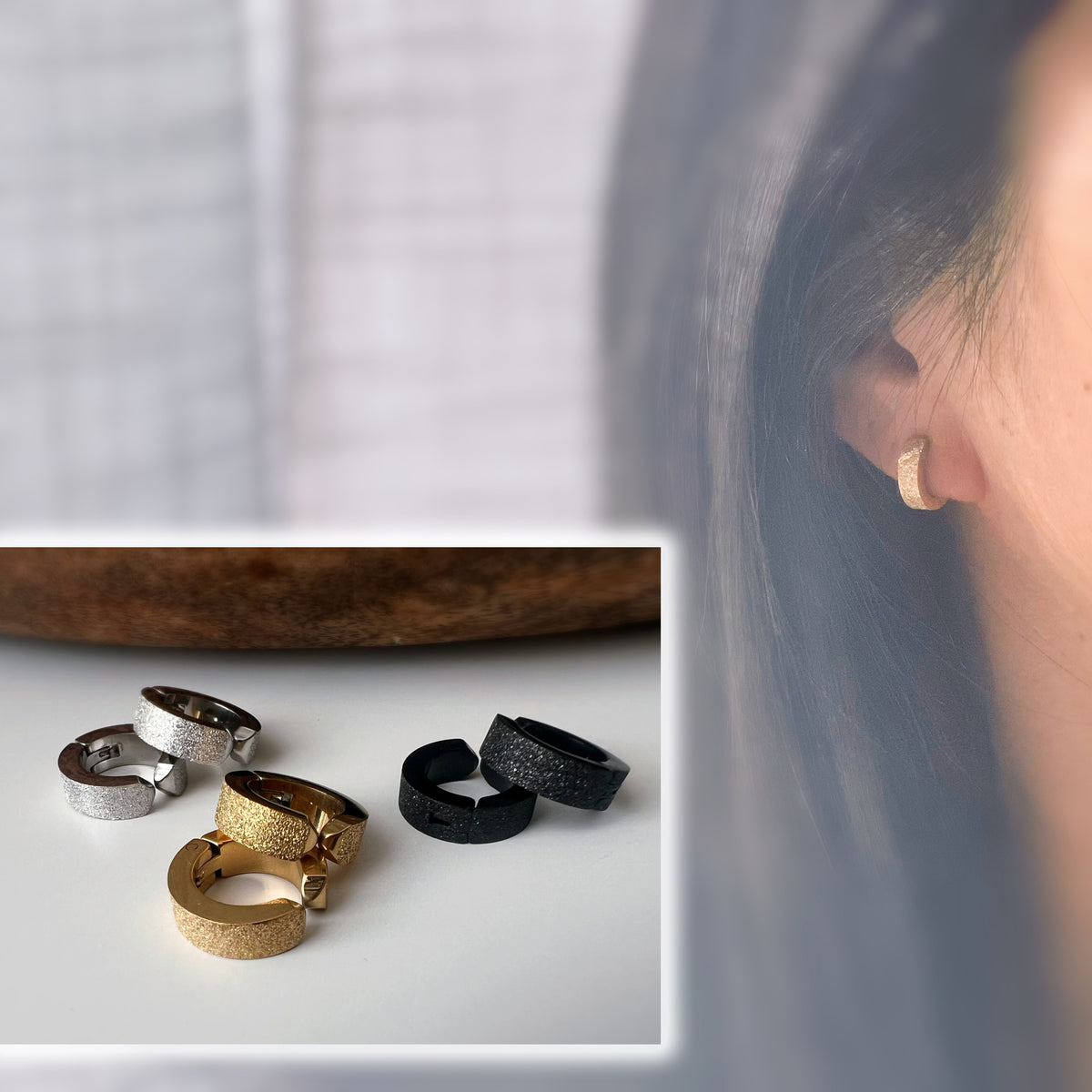 Boucles d’oreilles CLIPS Unisex Texturées effet Mat