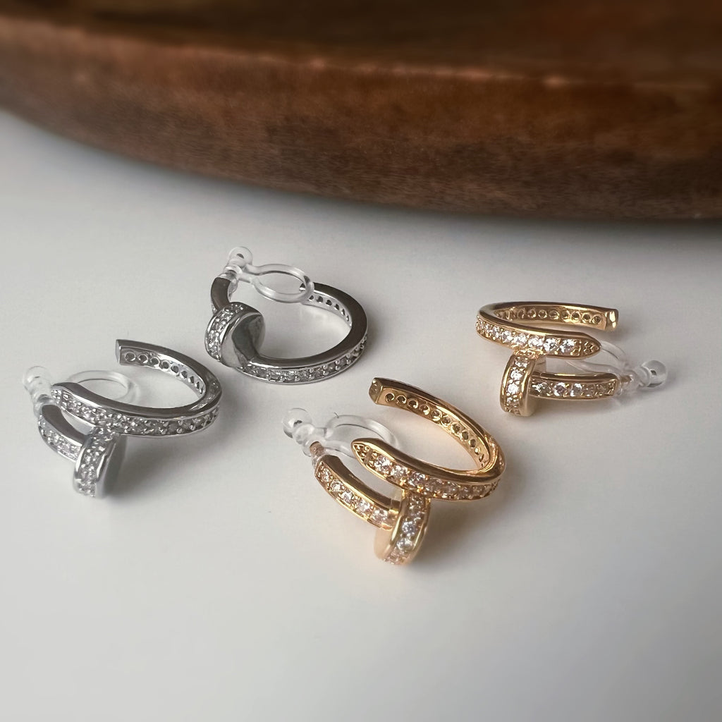 Clips d’oreilles créoles ouvertes couleur argent /Or