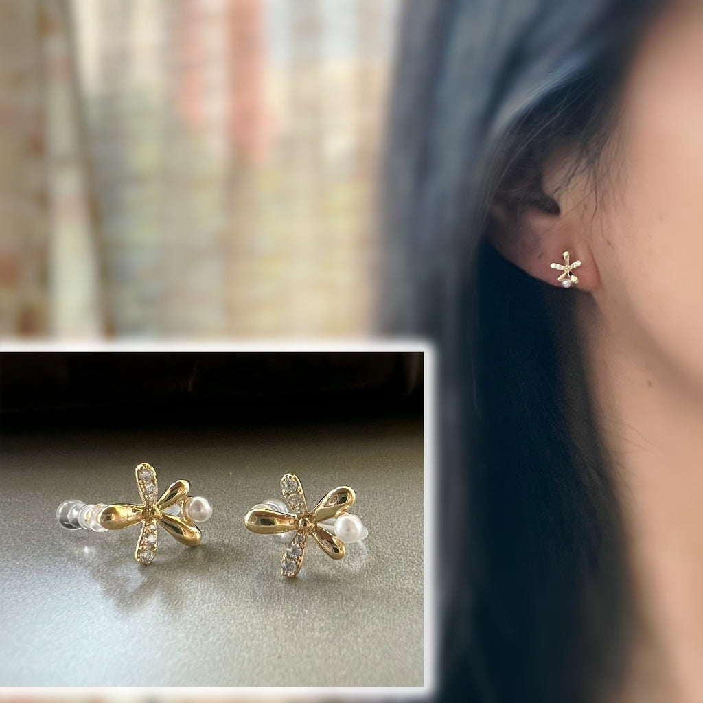 Fleur Dorée – Perle & Zircon