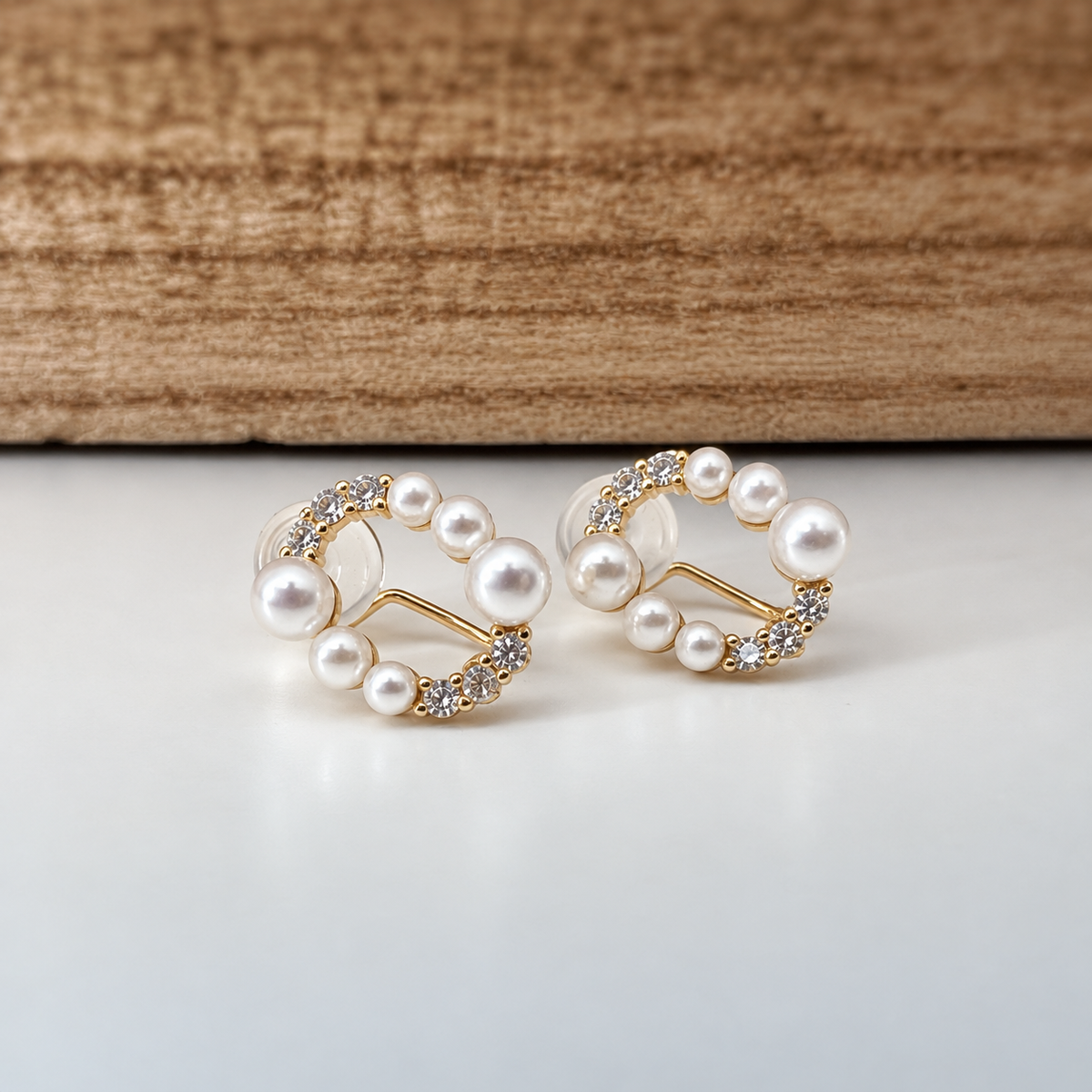 Ovales Perles & Zircon - Clips d’oreilles U