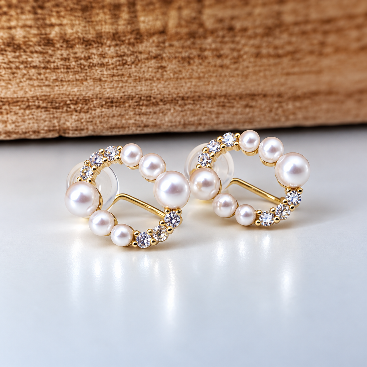 Ovales Perles & Zircon - Clips d’oreilles U