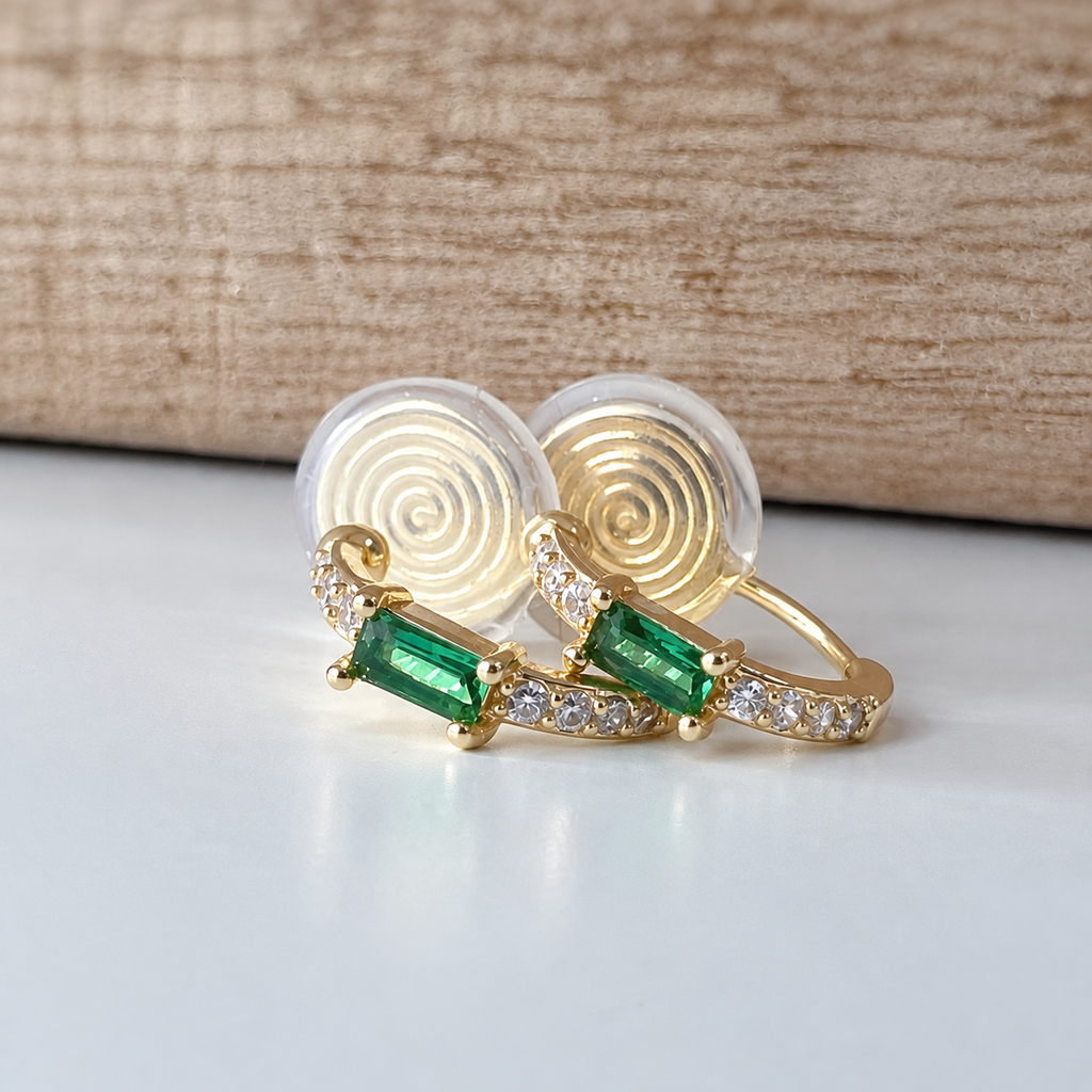 Cercle Zircon Vert - Clips d'oreilles U