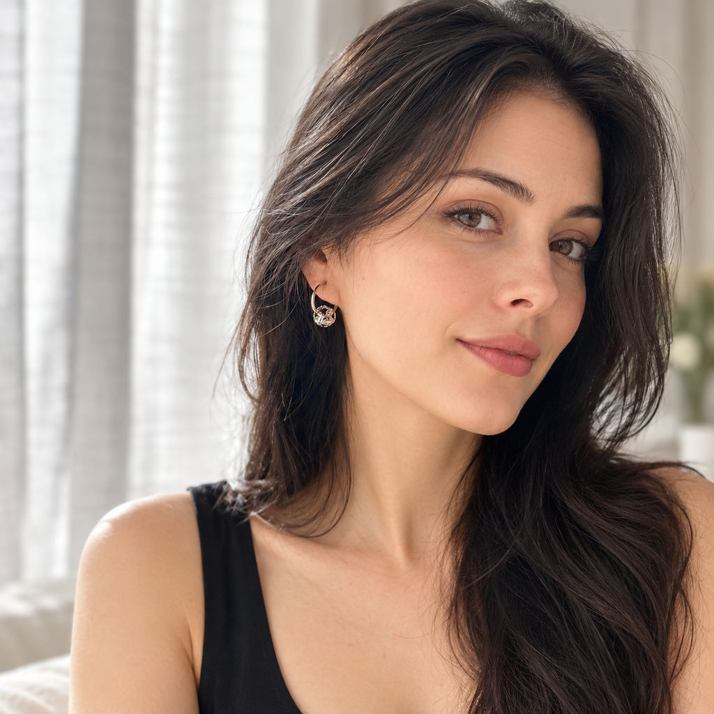 Clips créoles argentés 2-en-1 avec pendentif floral