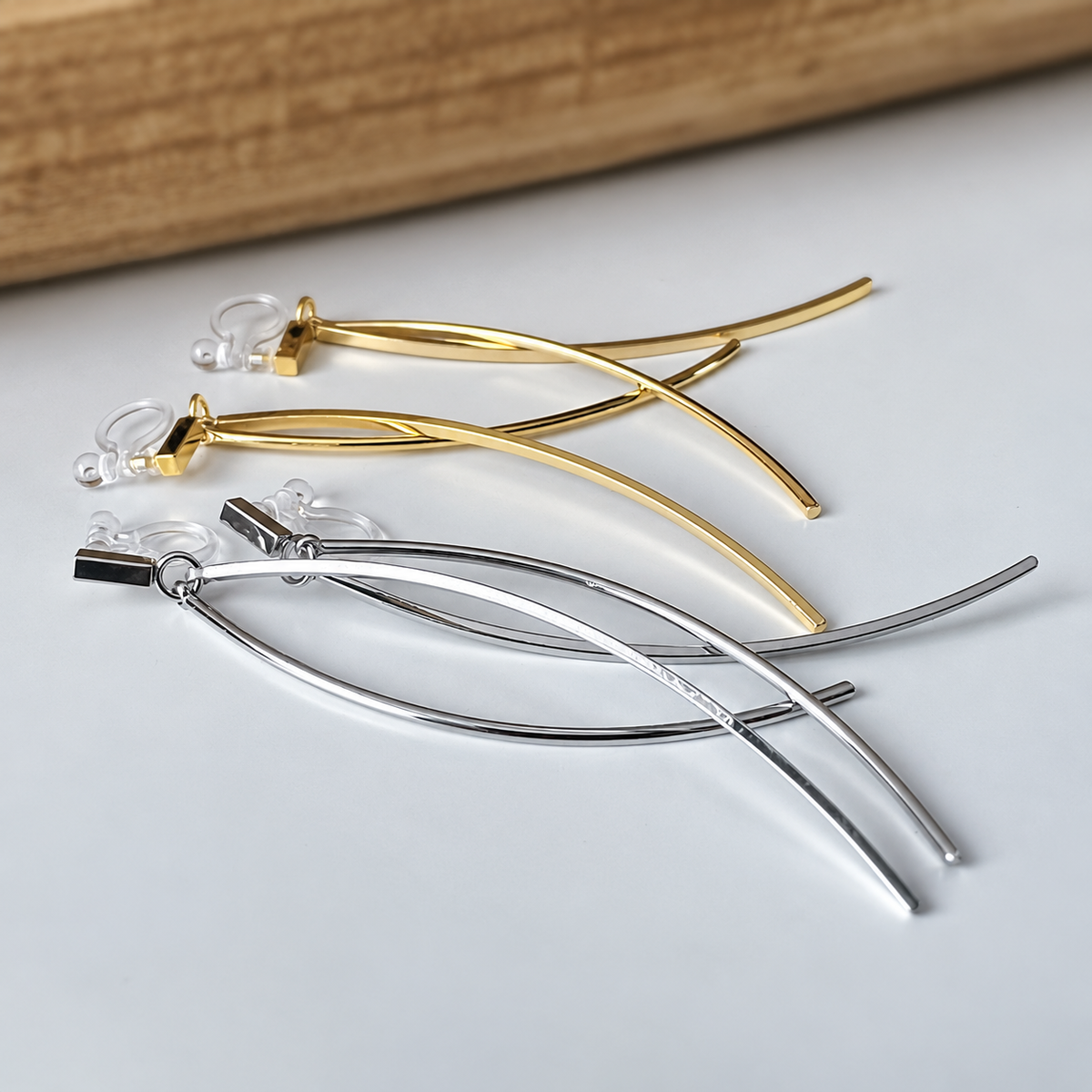 Mini Rectangle & Double Barres Or / Argent