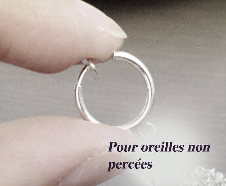 2-EN-1 Boucles d'oreilles CLIPS pendantes perles facettes turquoises Créoles Or / Argent. Clips d'oreilles discrètes oreilles non percées