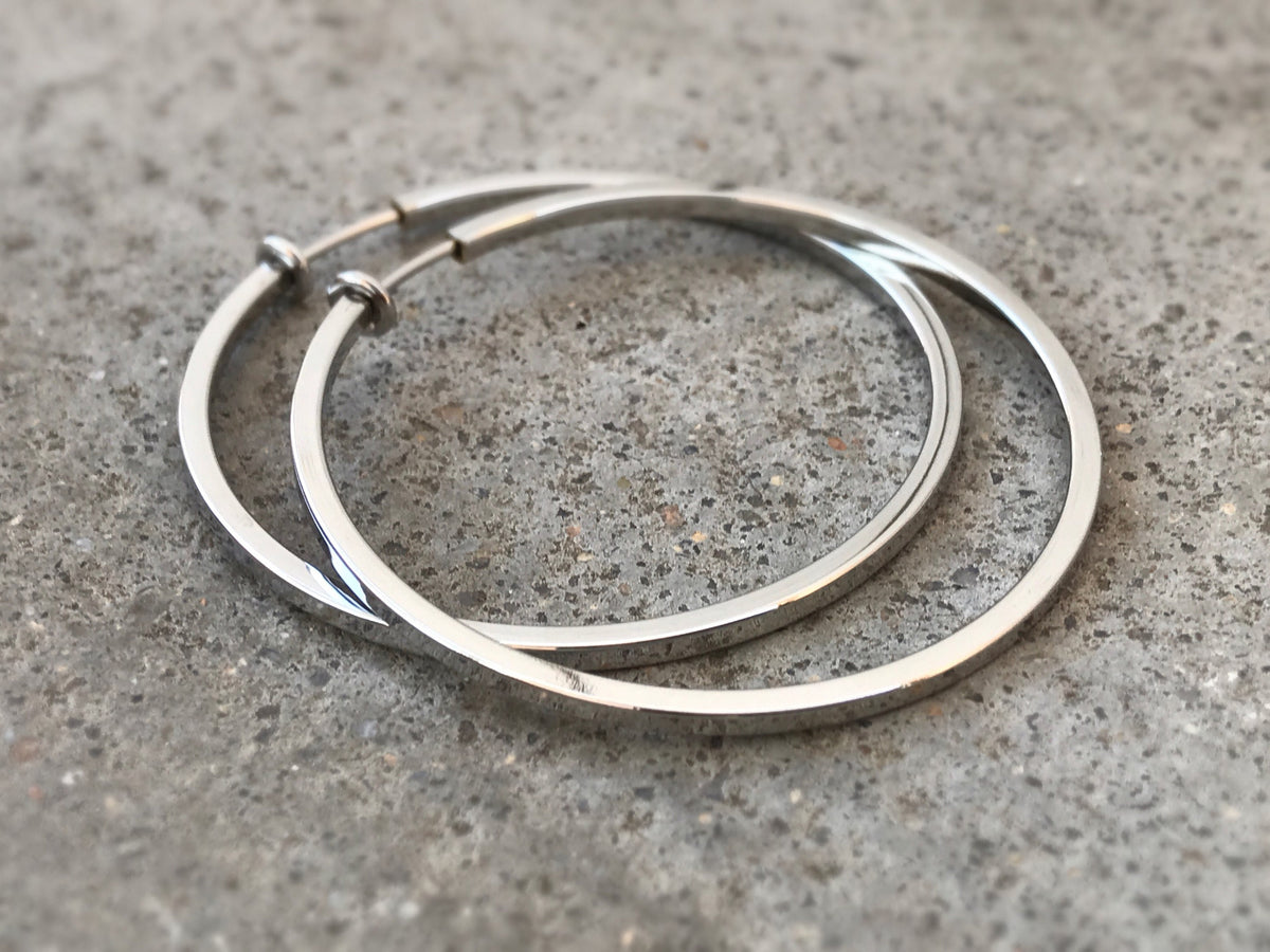 Hoops 50mm Invisible Clip On Earrings, Clip On Hoop Earrings, Non Pierced Earrings Clip On Earrings Modern. Non Pierced Pierced looked.
