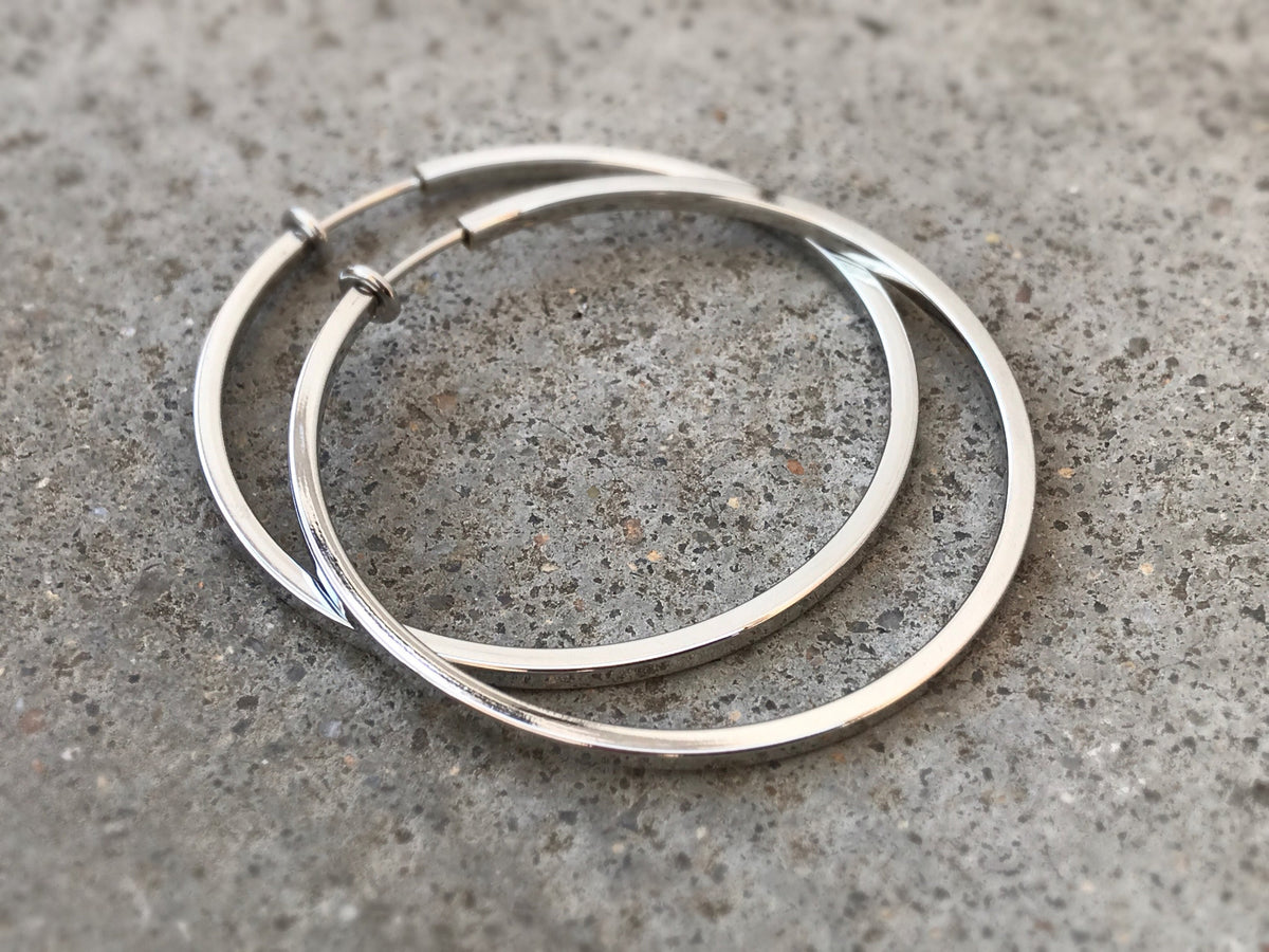 Hoops 50mm Invisible Clip On Earrings, Clip On Hoop Earrings, Non Pierced Earrings Clip On Earrings Modern. Non Pierced Pierced looked.