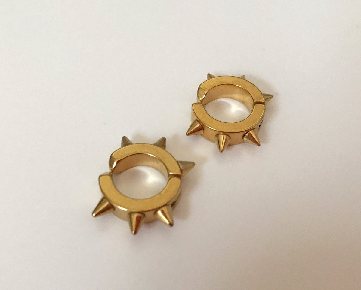 Rivet Punk Rock CLIPS earrings, silver, gold, black color rings, for non-pierced ears. Daily Jewelry Men Women