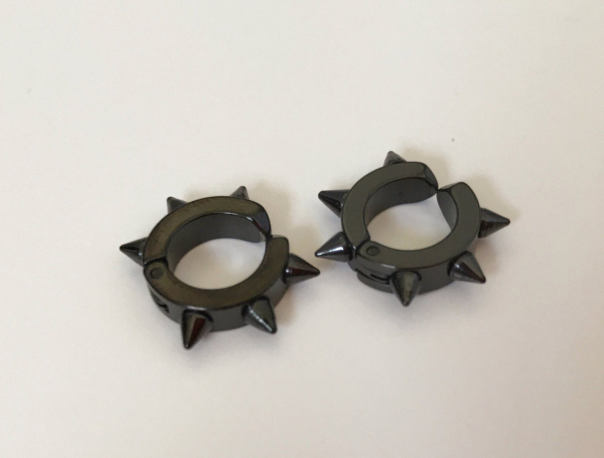 Rivet Punk Rock CLIPS earrings, silver, gold, black color rings, for non-pierced ears. Daily Jewelry Men Women