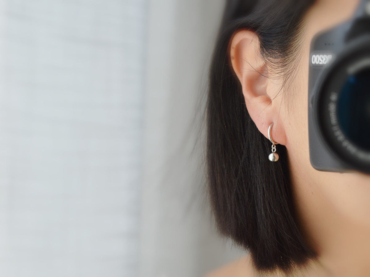 CLIPS earrings with silver metal rings, silver pearl ear clips, daily jewelry