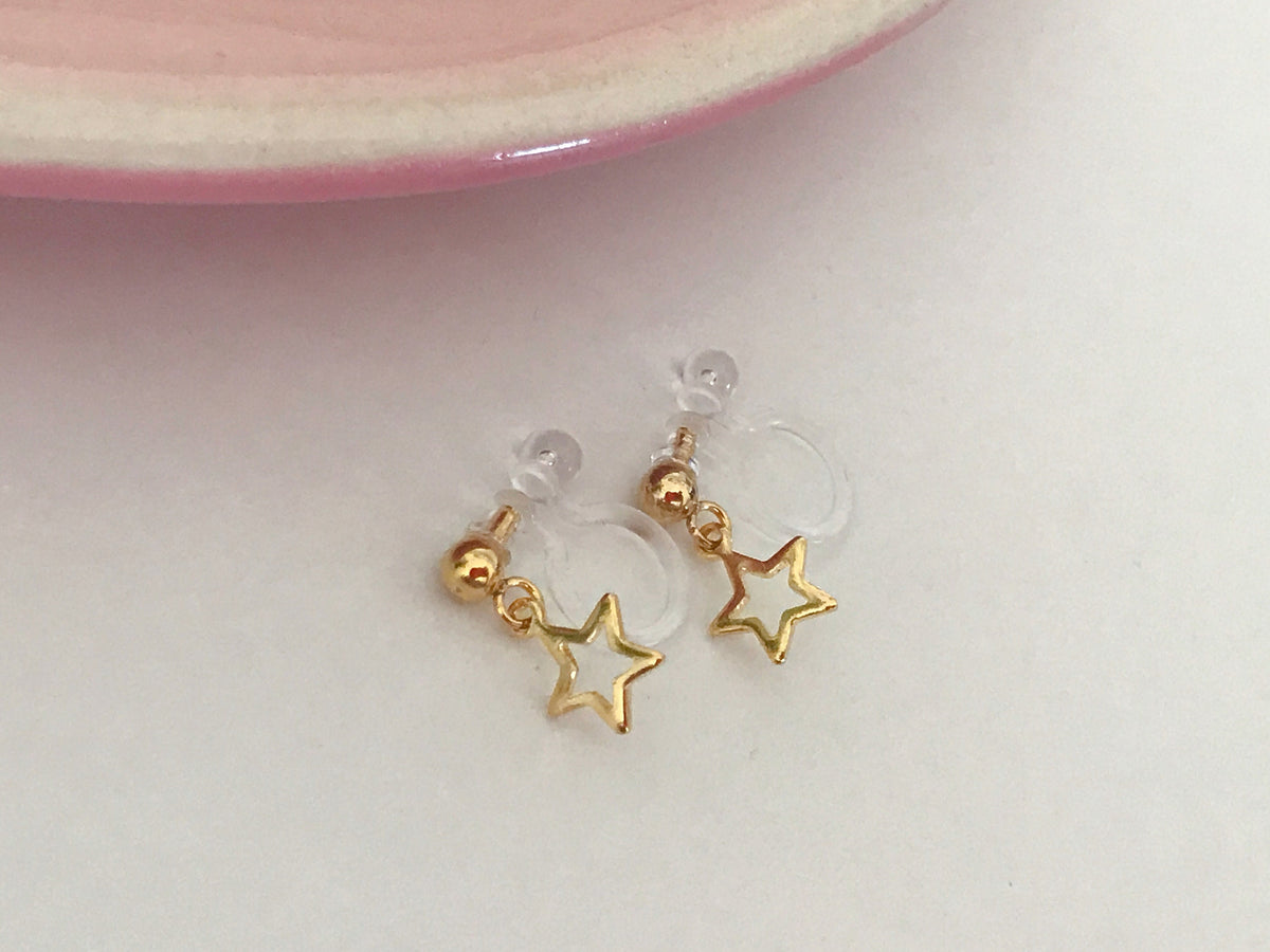 Mini étoile Clips d'oreilles Couleur or, Boucles d'oreilles CLIPS Invisible délicat confortable