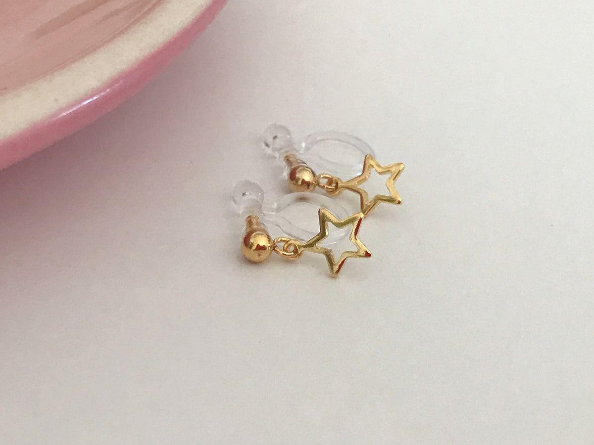 Mini étoile Clips d'oreilles Couleur or, Boucles d'oreilles CLIPS Invisible délicat confortable