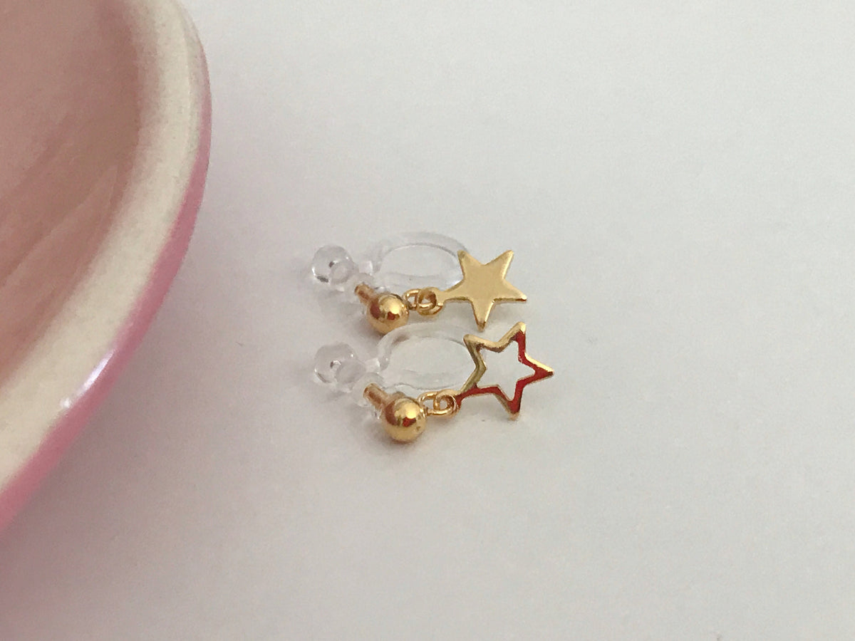 Mini étoile Clips d'oreilles Couleur or, Boucles d'oreilles CLIPS Invisible délicat confortable