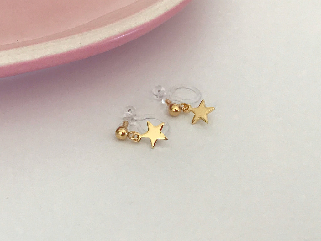 Mini étoile Clips d'oreilles Couleur or, Boucles d'oreilles CLIPS Invisible délicat confortable