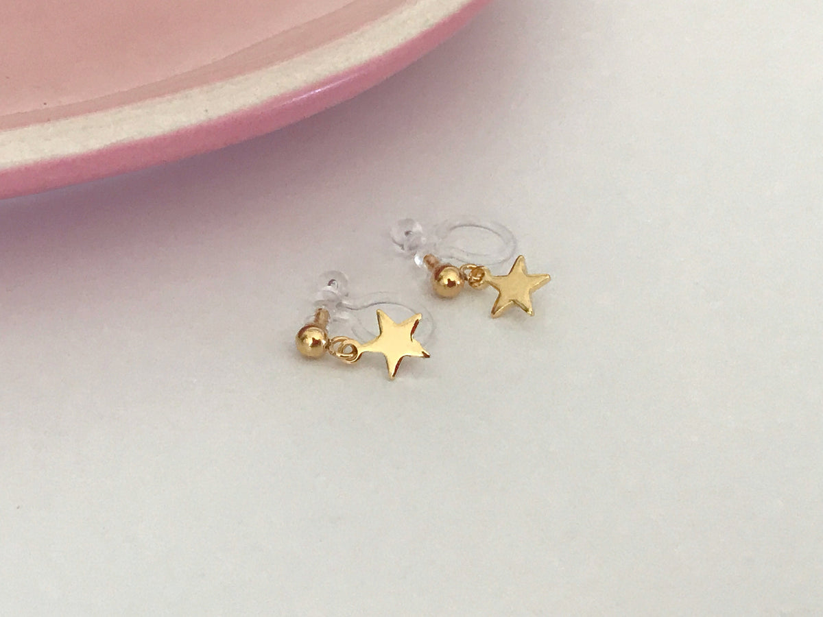 Mini étoile Clips d'oreilles Couleur or, Boucles d'oreilles CLIPS Invisible délicat confortable