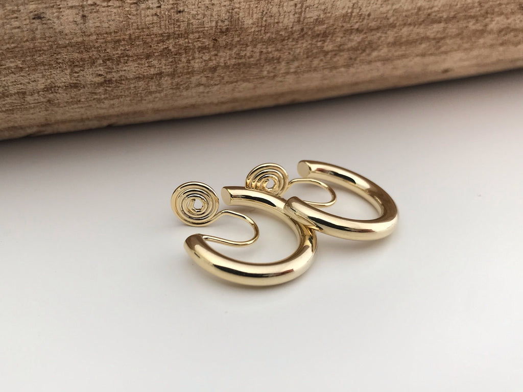 SANS DOULEUR ! Boucles d'oreilles CLIPS U spirale Cercle couleur Or / Argent. Clips d'oreilles confortable Boucles Délicates