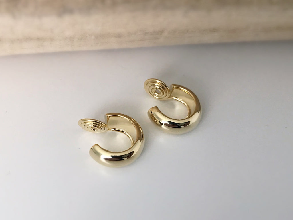 SANS DOULEUR ! Boucles d'oreilles CLIPS U spirale Petit cercle couleur Or / Argent. Clips d'oreilles confortable Boucles Délicates