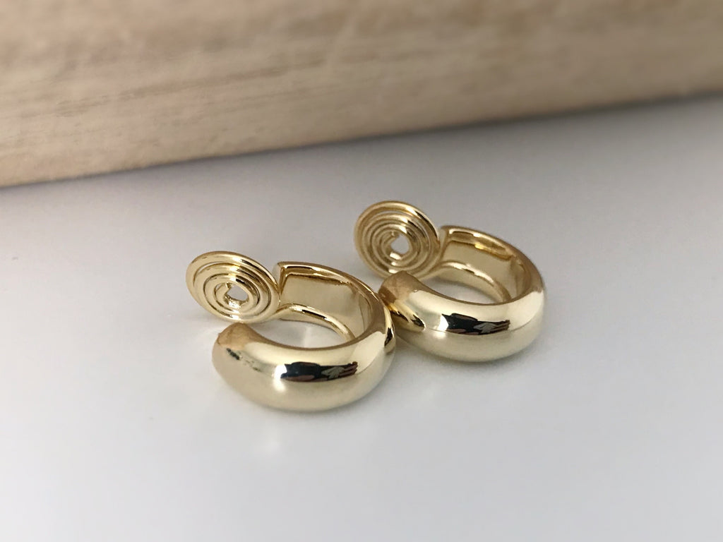 SANS DOULEUR ! Boucles d'oreilles CLIPS U spirale Petit cercle couleur Or / Argent. Clips d'oreilles confortable Boucles Délicates