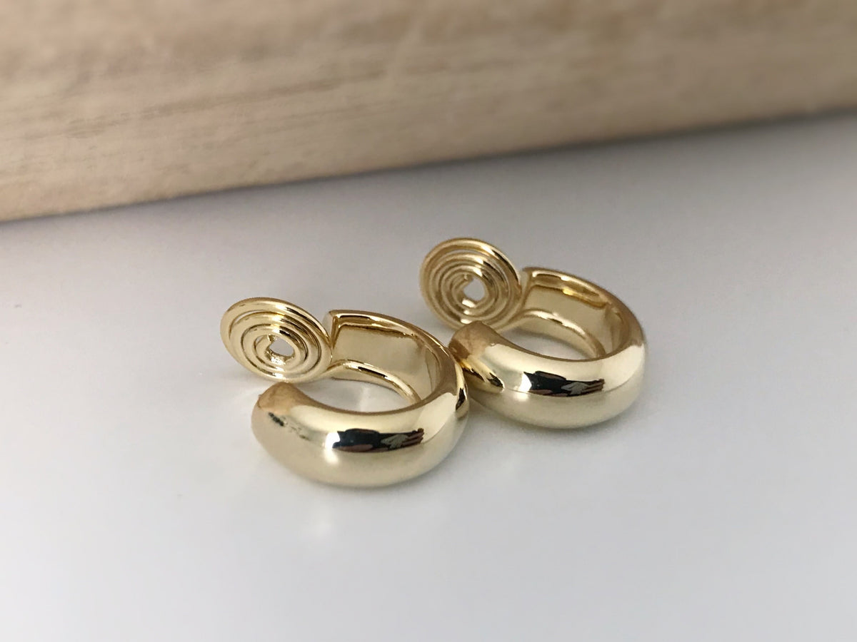 SANS DOULEUR ! Boucles d'oreilles CLIPS U spirale Petit cercle couleur Or / Argent. Clips d'oreilles confortable Boucles Délicates