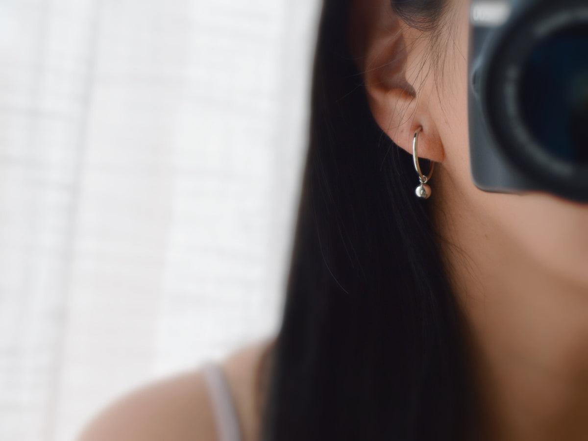2 IN 1, 20mm Clip Hoops with mini pearl. Ear clips Silver rings CLIPS Invisible comfortable.