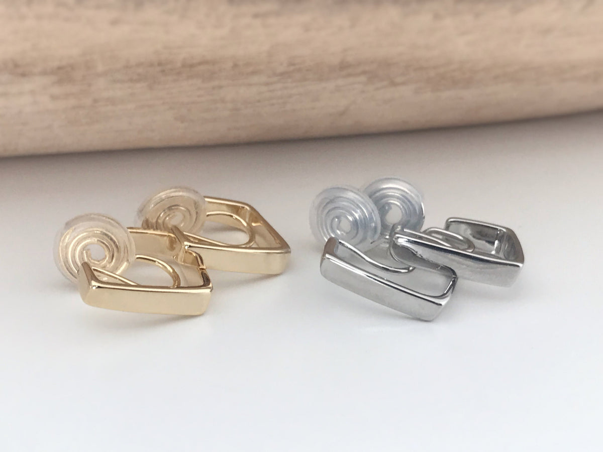 SANS DOULEUR ! Boucles d'oreilles CLIPS U spirale Rectangle couleur or. Clips d'oreilles confortable Boucles Délicates