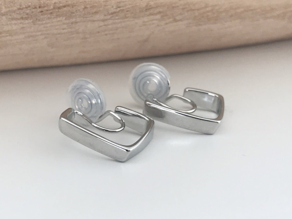 SANS DOULEUR ! Boucles d'oreilles CLIPS U spirale Rectangle couleur or. Clips d'oreilles confortable Boucles Délicates