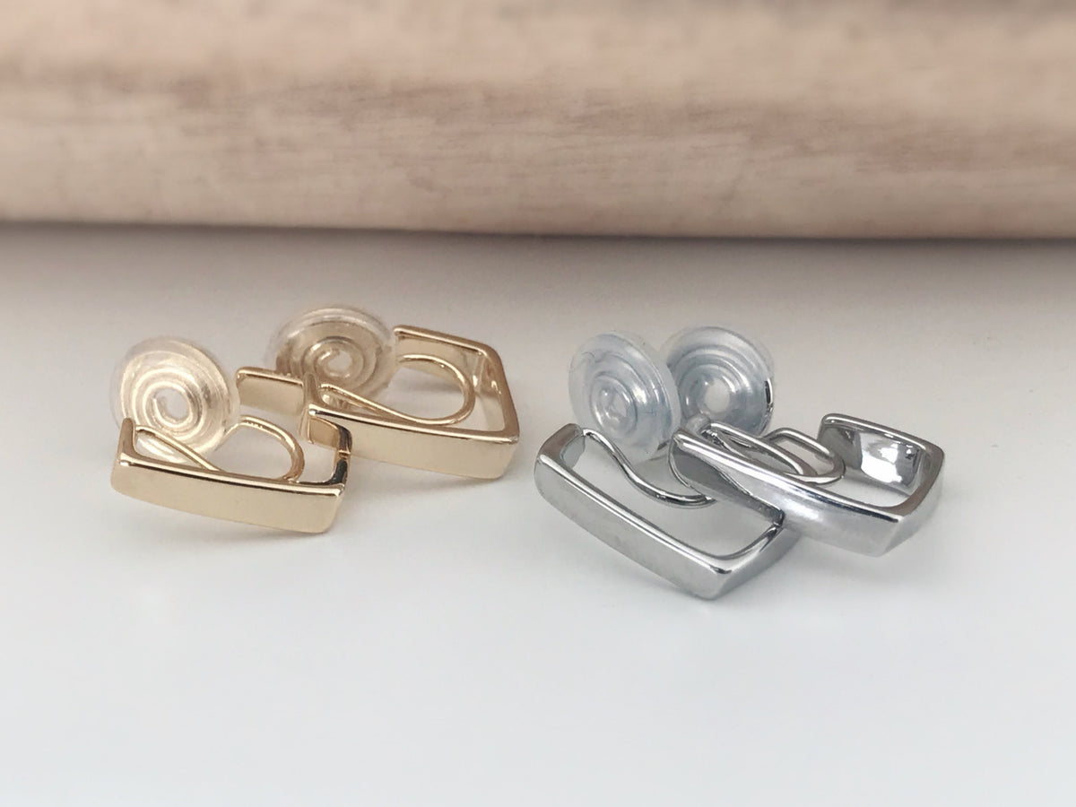 SANS DOULEUR ! Boucles d'oreilles CLIPS U spirale Rectangle couleur or. Clips d'oreilles confortable Boucles Délicates
